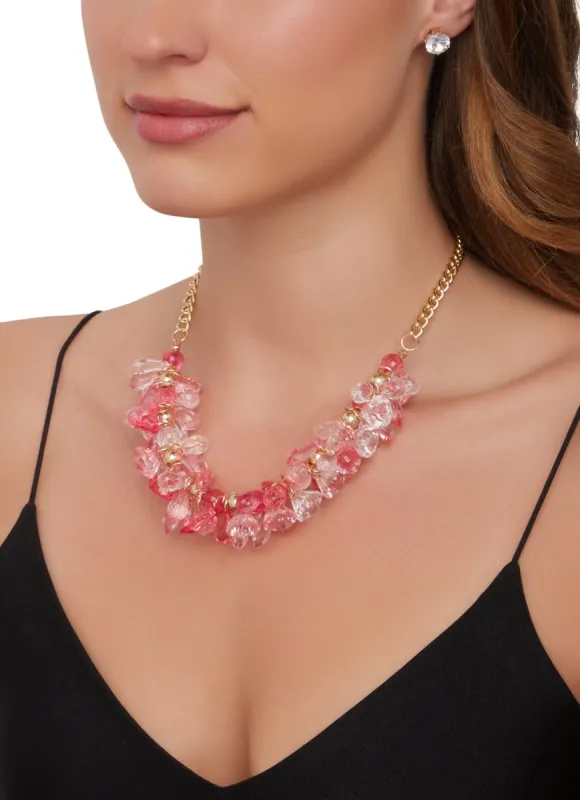 Crystal Teardrop Cluster Necklace and Stud Earrings sold by Rainbow