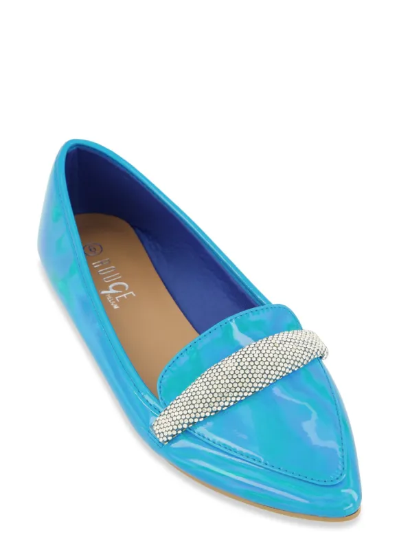 Rhinestone Detail Pointed Toe Flats sold by Rainbow
