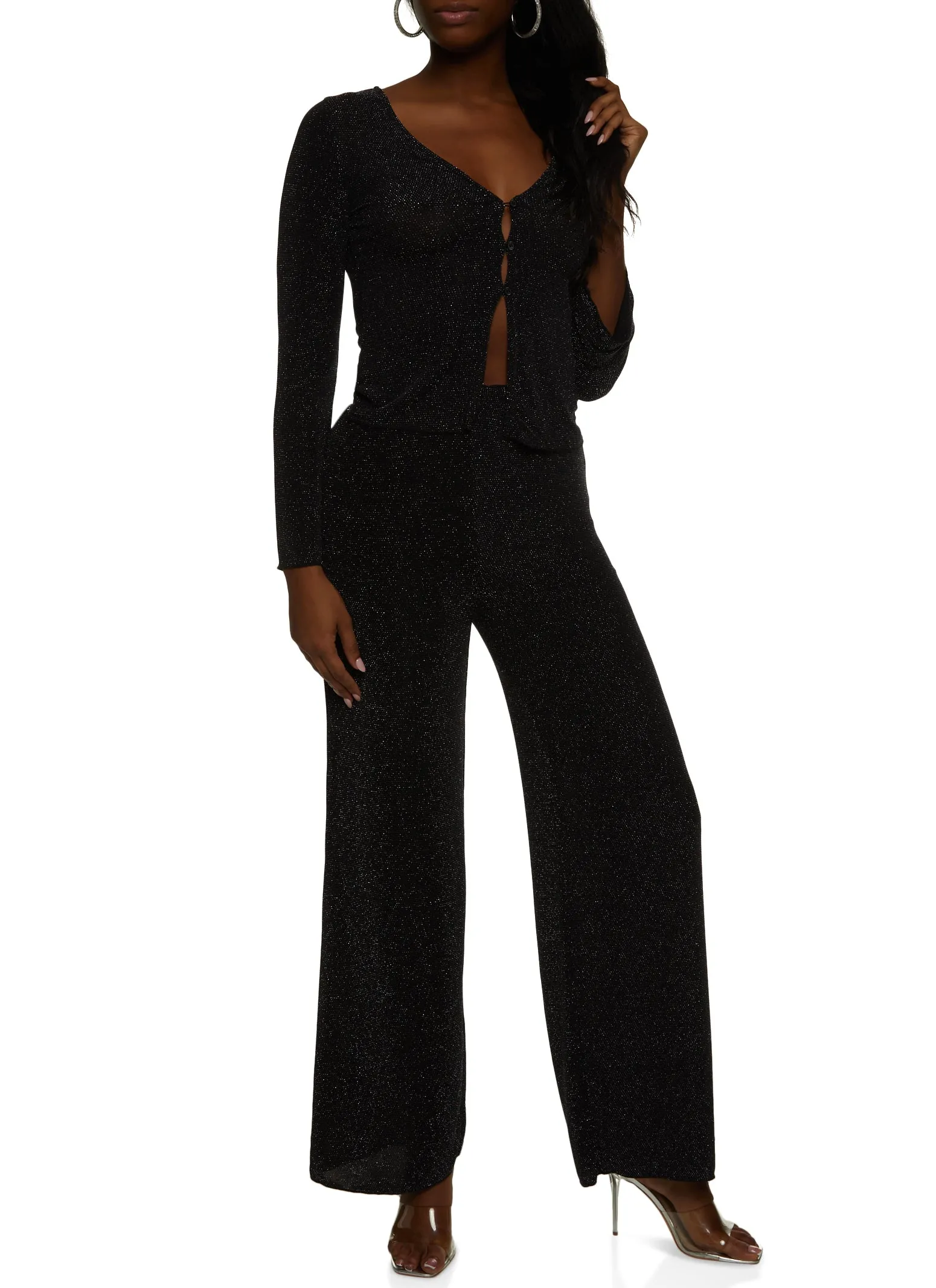 Lurex Button Front Long Sleeve Top sold by Rainbow product image thumbnail 2