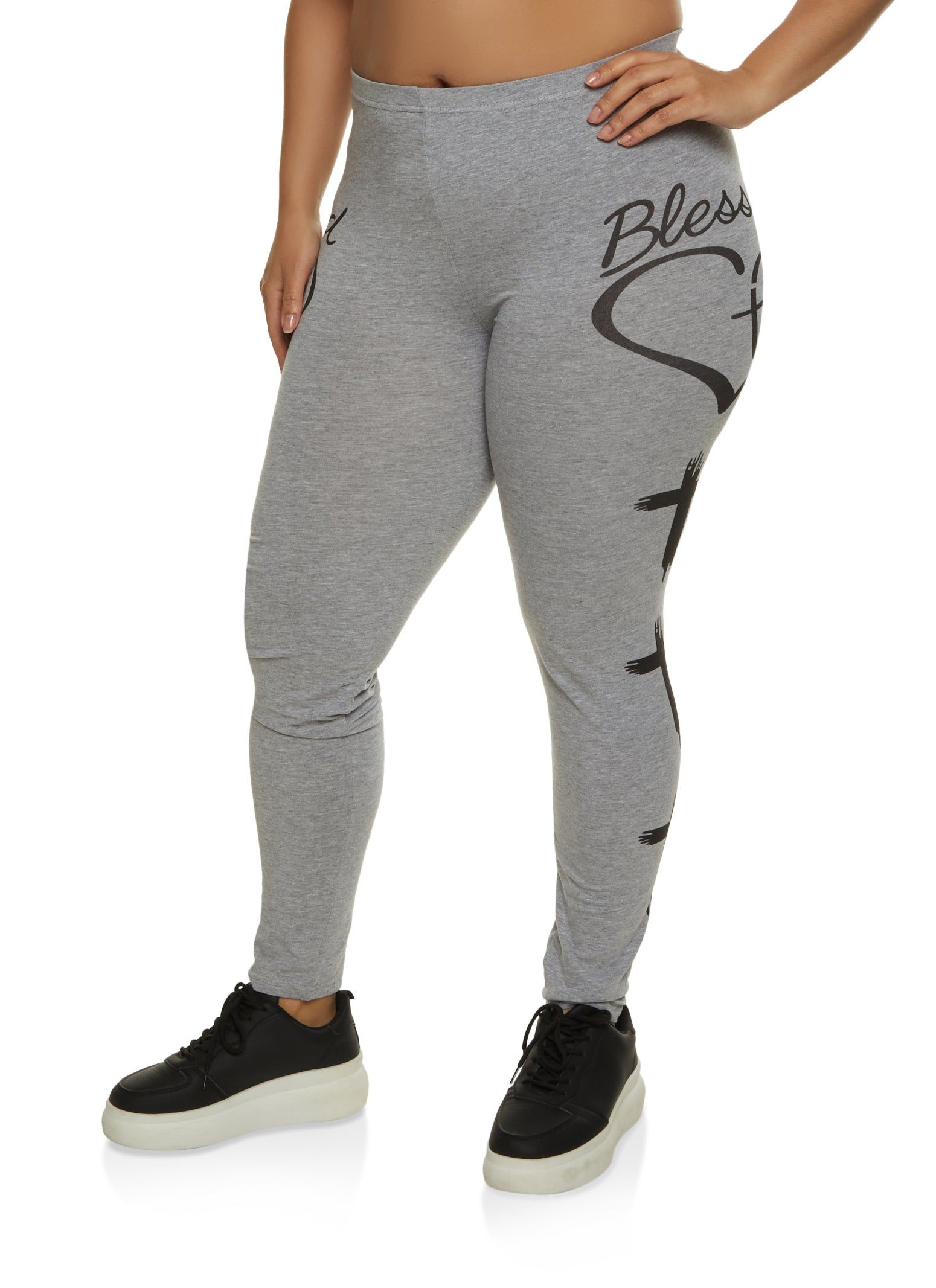 Plus Size Blessed Graphic Leggings sold by Rainbow