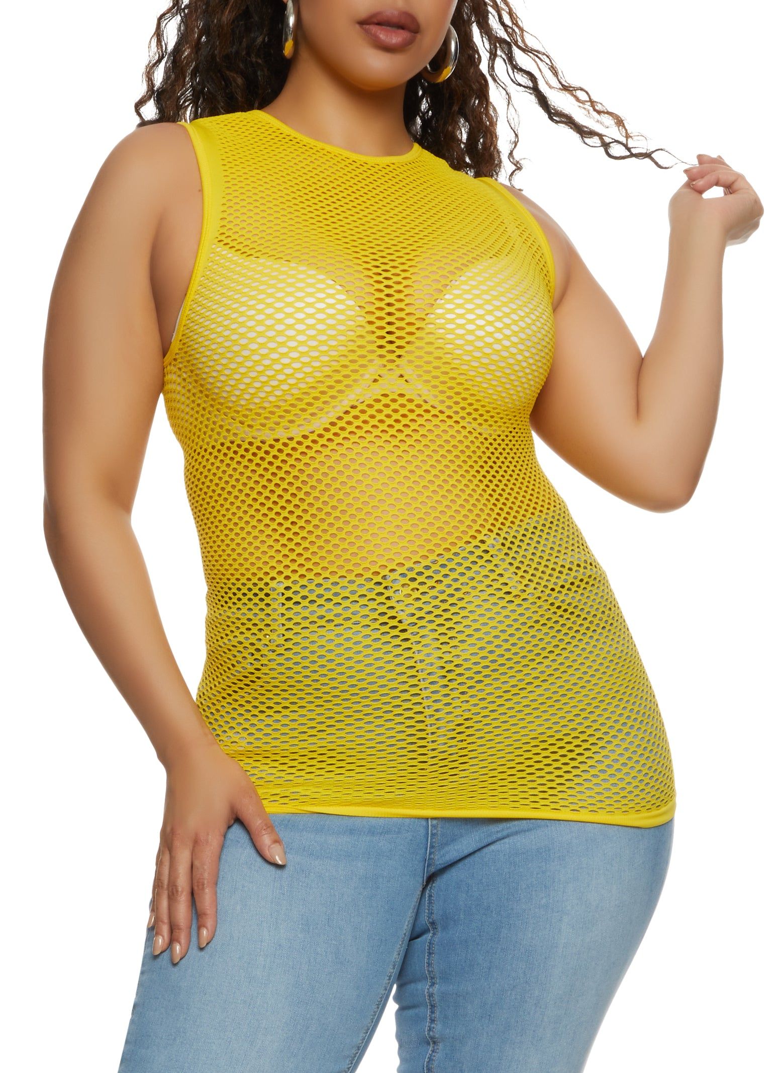 Plus Size Fishnet Seamless Tank Top sold by Rainbow product image thumbnail 2