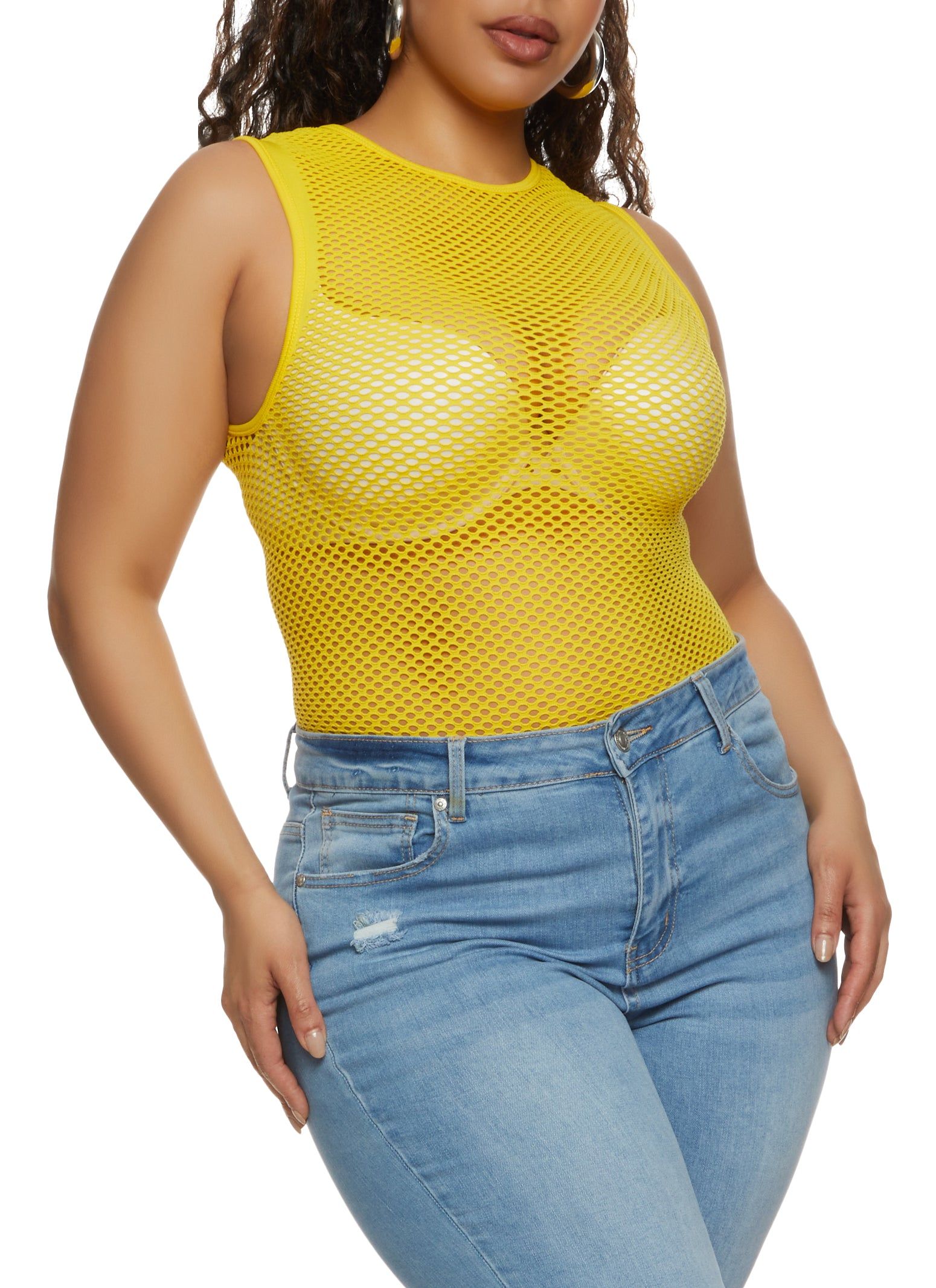 Plus Size Fishnet Seamless Tank Top sold by Rainbow
