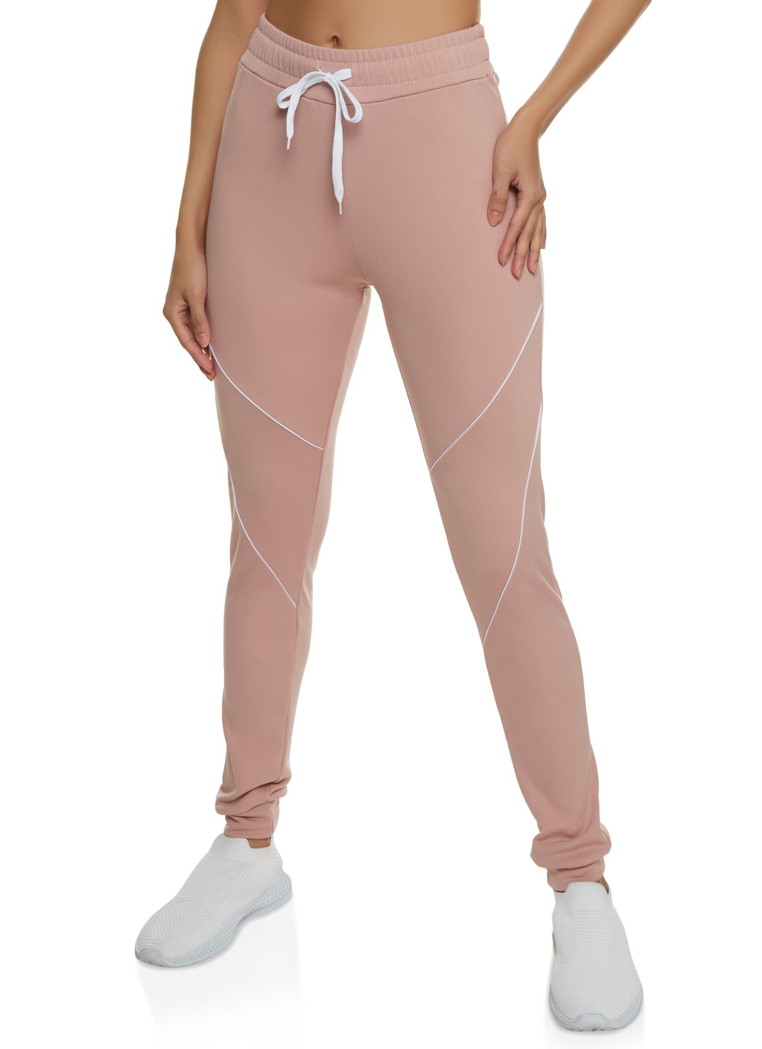 High Waist Contrast Piping Joggers sold by Rainbow