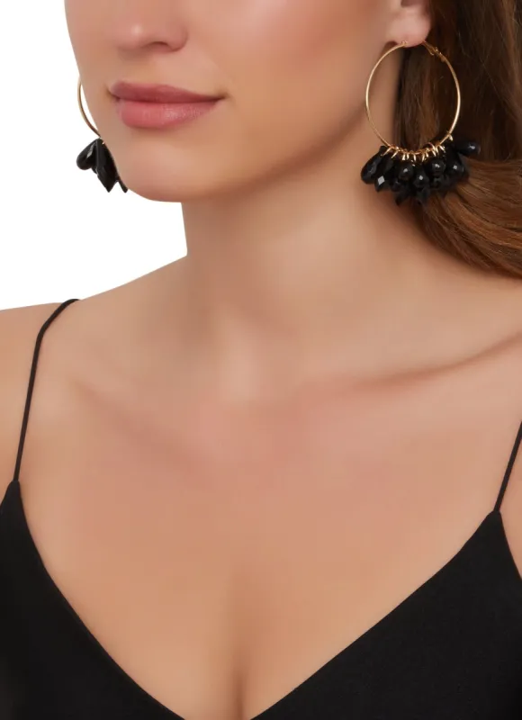 Beaded Dangle Hoop Earrings sold by Rainbow