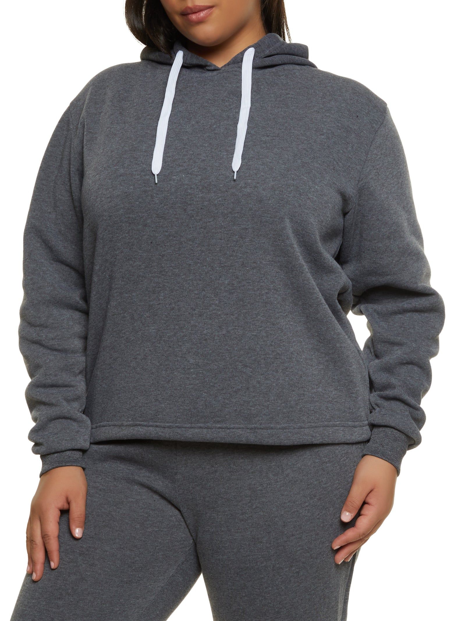 Plus Size Solid Pullover Hoodie sold by Rainbow