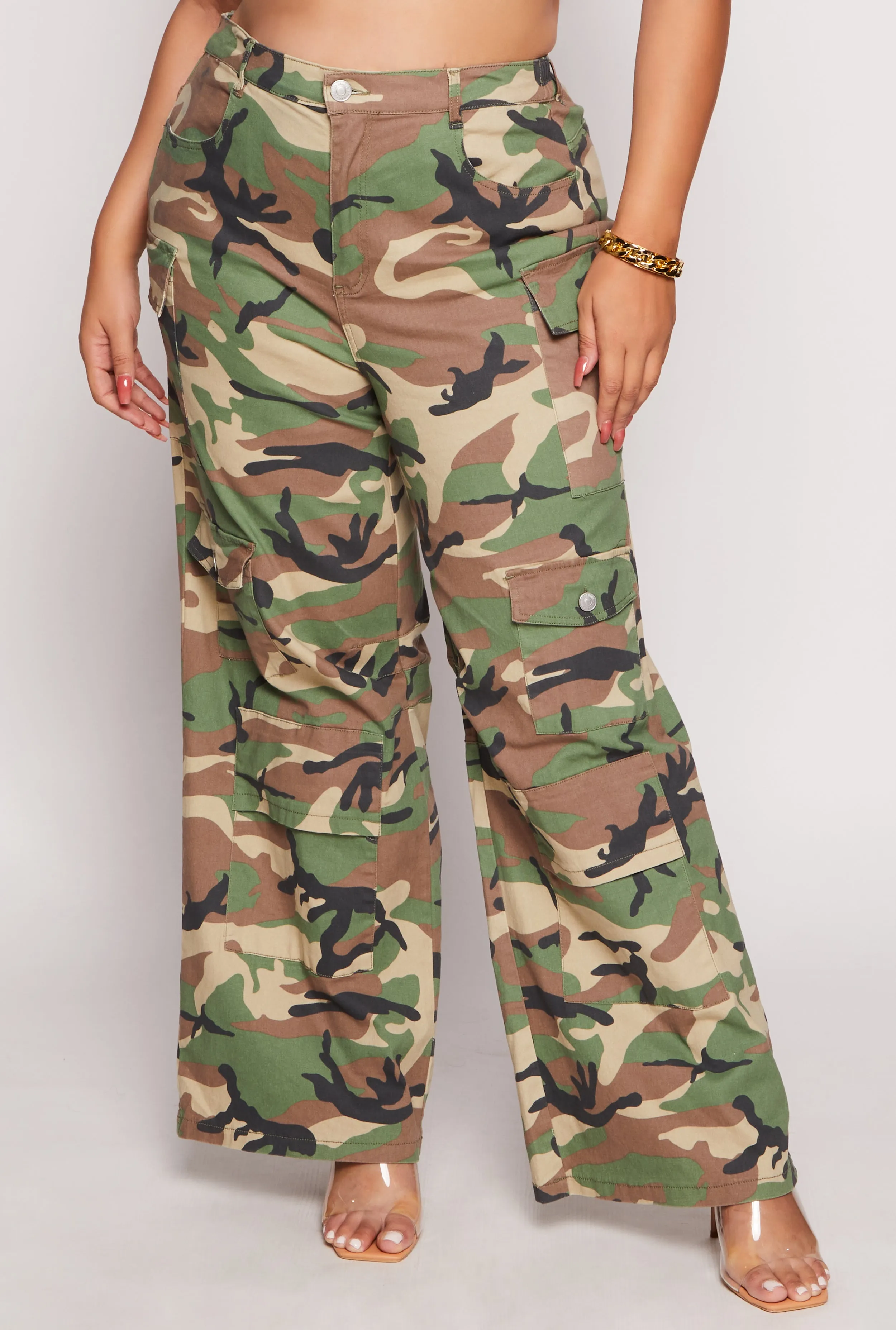 Plus Size Almost Famous Camo Wide Leg Cargo Pants sold by Rainbow product image thumbnail 2
