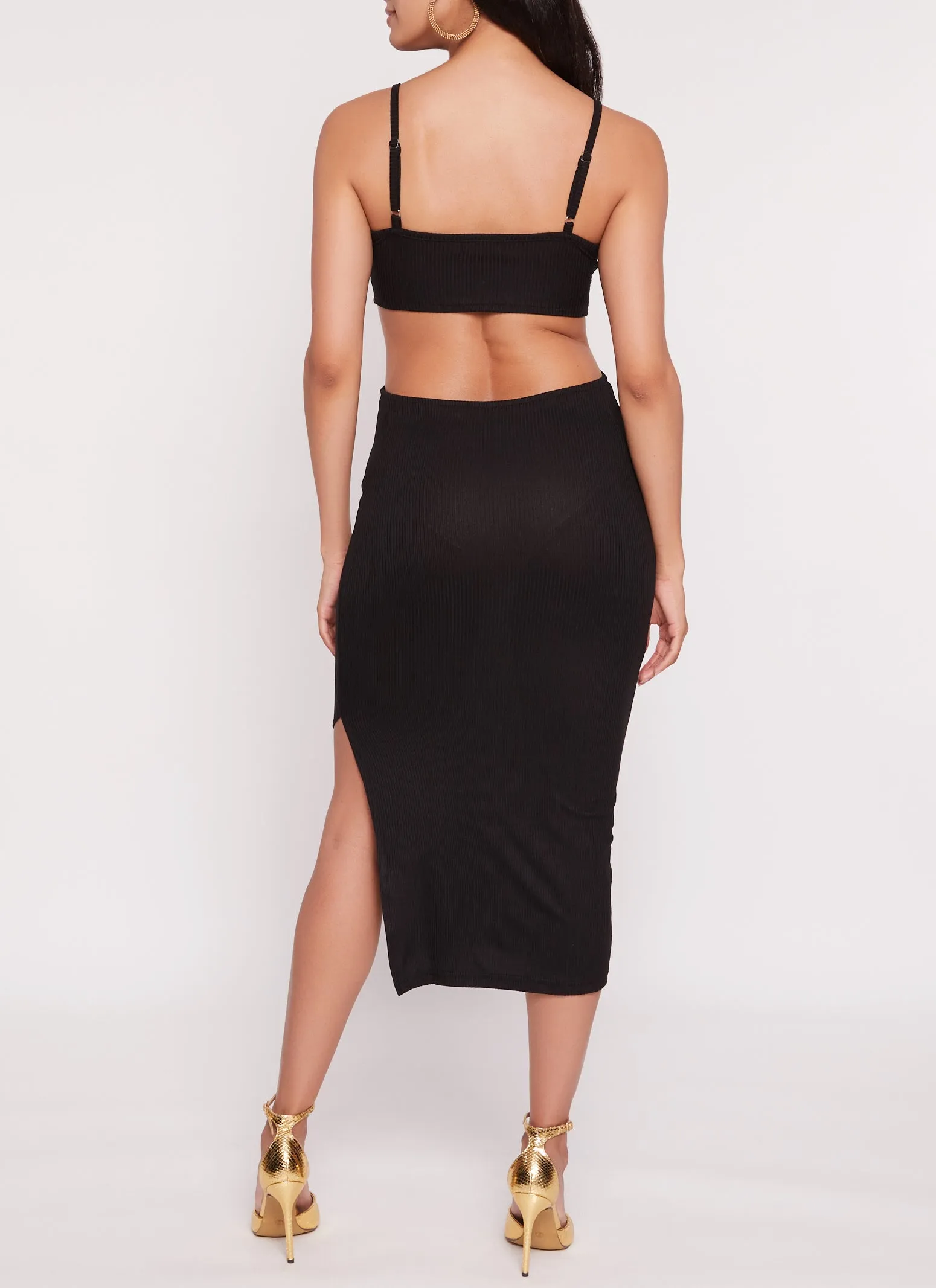 Ribbed Knit Cut Out Midi Dress sold by Rainbow product image thumbnail 3
