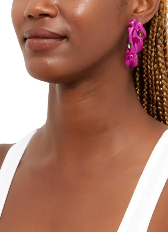 Metallic Rhinestone Abstract Statement Earrings made by Rainbow