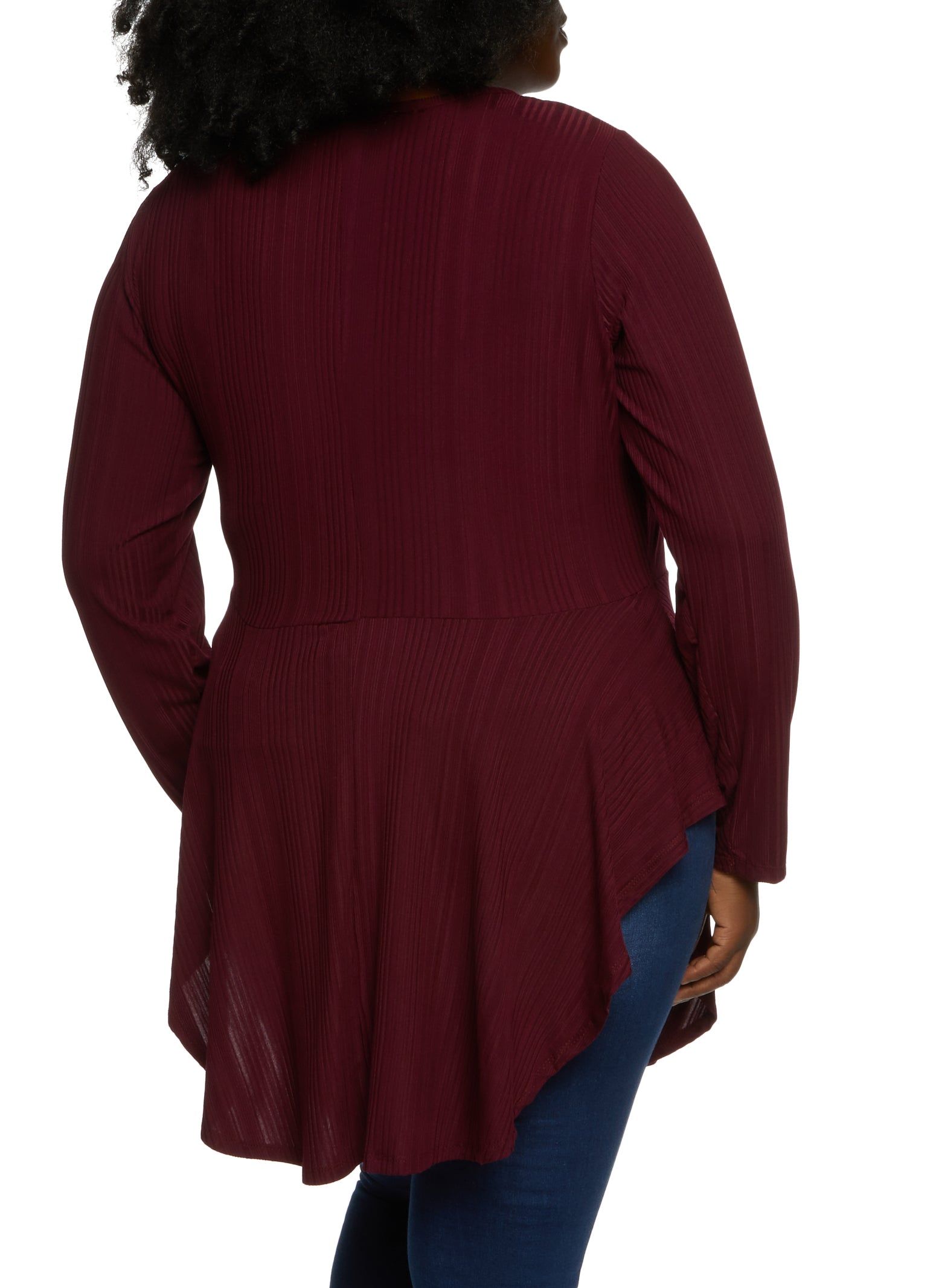 Plus Size Long Sleeve Peplum Top with Necklace sold by Rainbow product image thumbnail 2