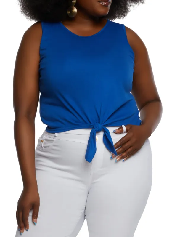 Plus Size Tie Front Tank Top sold by Rainbow