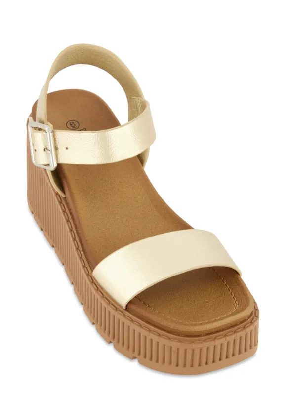Buckle Strap Platform Wedge Sandals sold by Rainbow