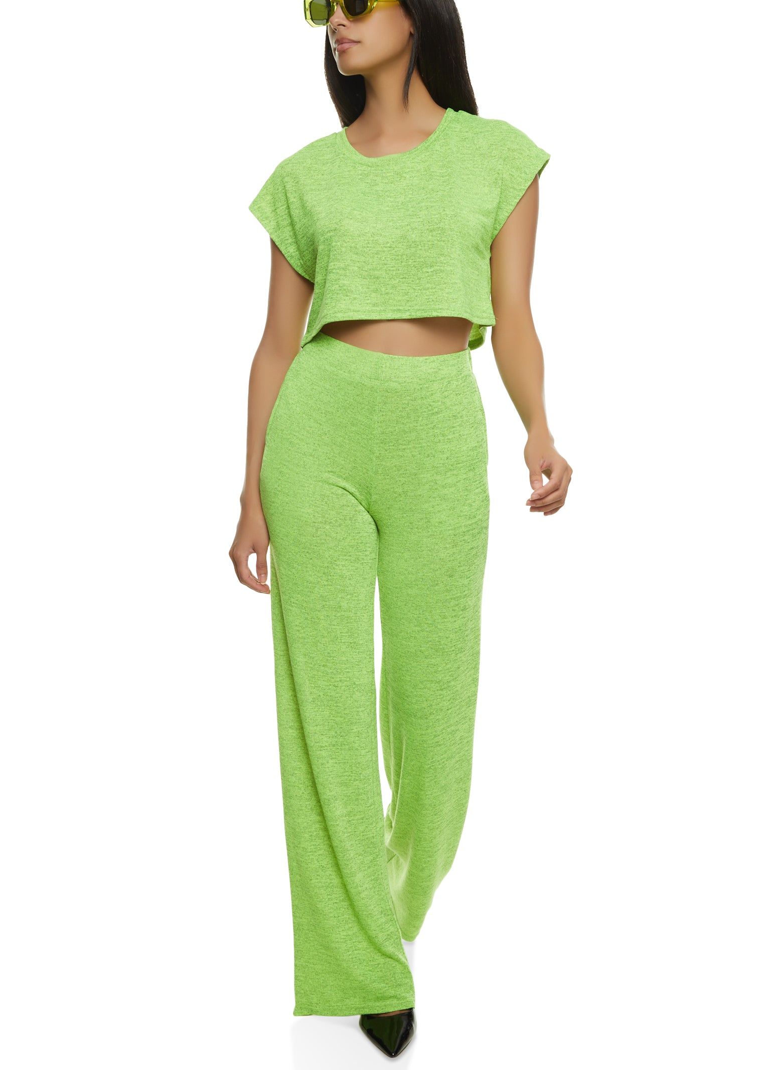 Brushed Knit Short Sleeve Crop Top sold by Rainbow product image thumbnail 2