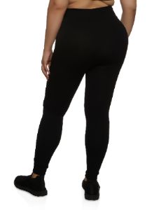 Plus Size Seamless Ribbed Faux Drawstring Leggings sold by Rainbow