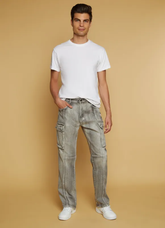 Mens Straight Leg Cargo Pocket Jeans sold by Rainbow