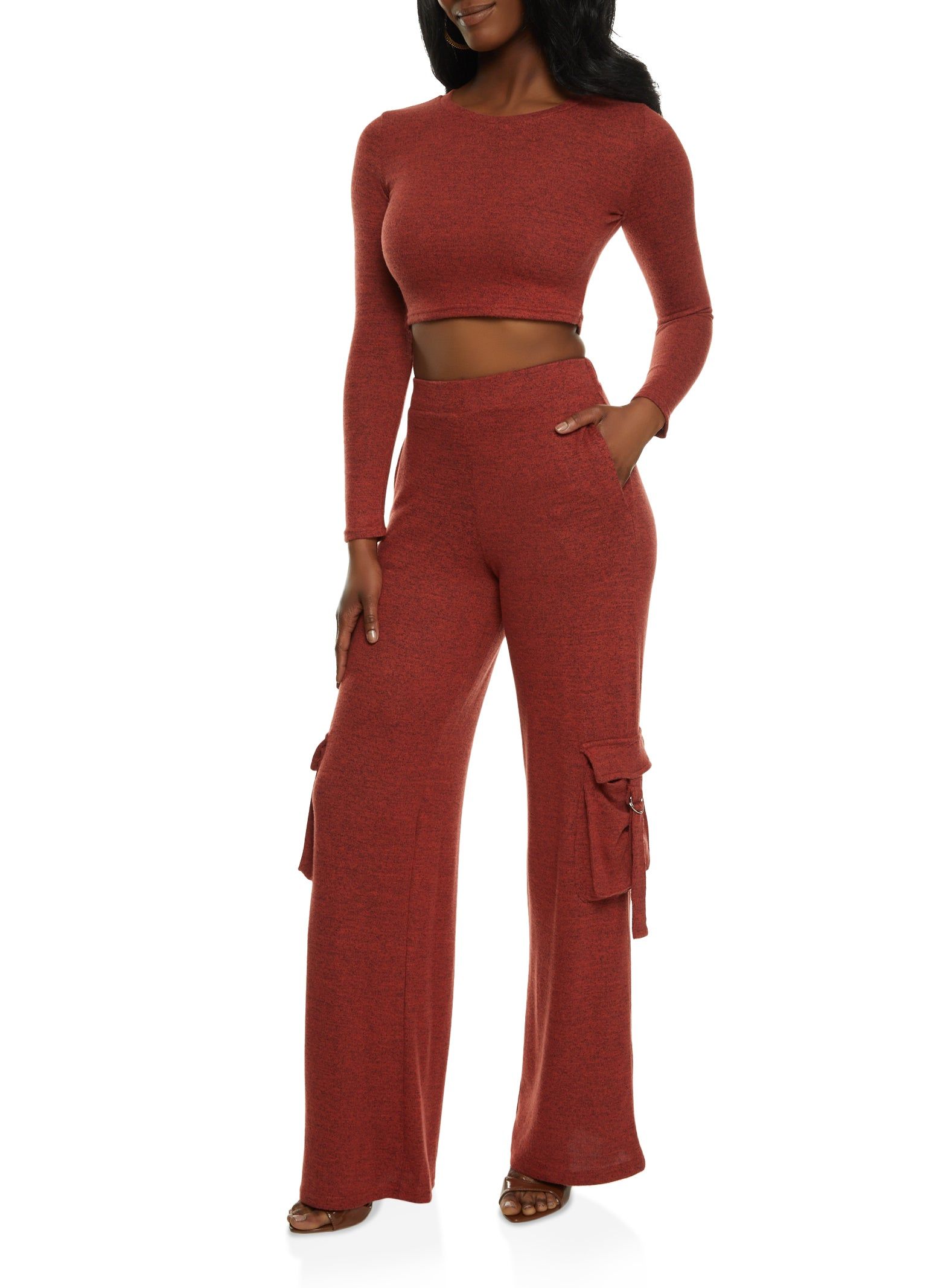 Brushed Knit Long Sleeve Crop Top sold by Rainbow product image thumbnail 2