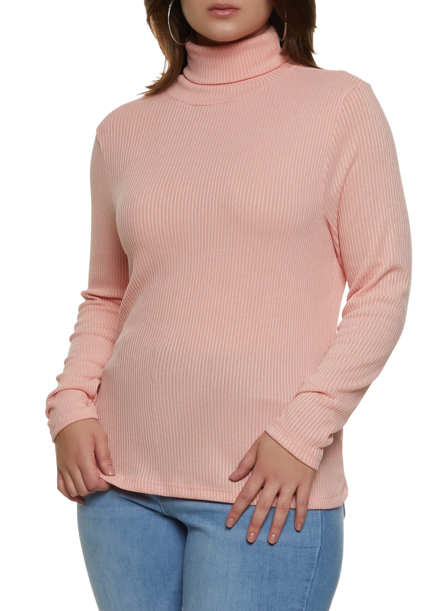 Plus Size Ribbed Turtleneck Top sold by Rainbow