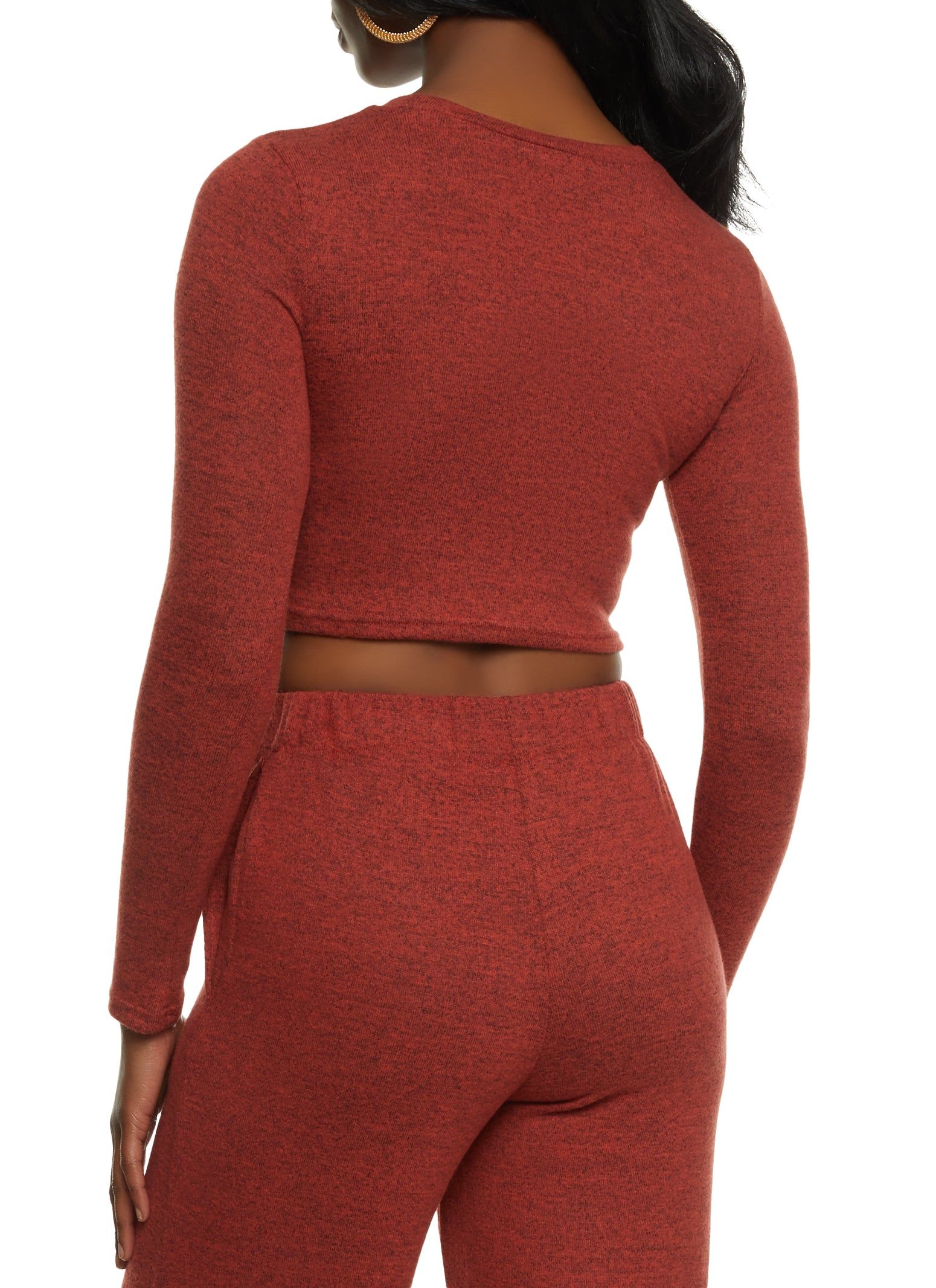 Brushed Knit Long Sleeve Crop Top sold by Rainbow product image thumbnail 3