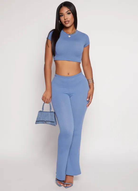 Ribbed Knit Pull On Boot Cut Pants sold by Rainbow