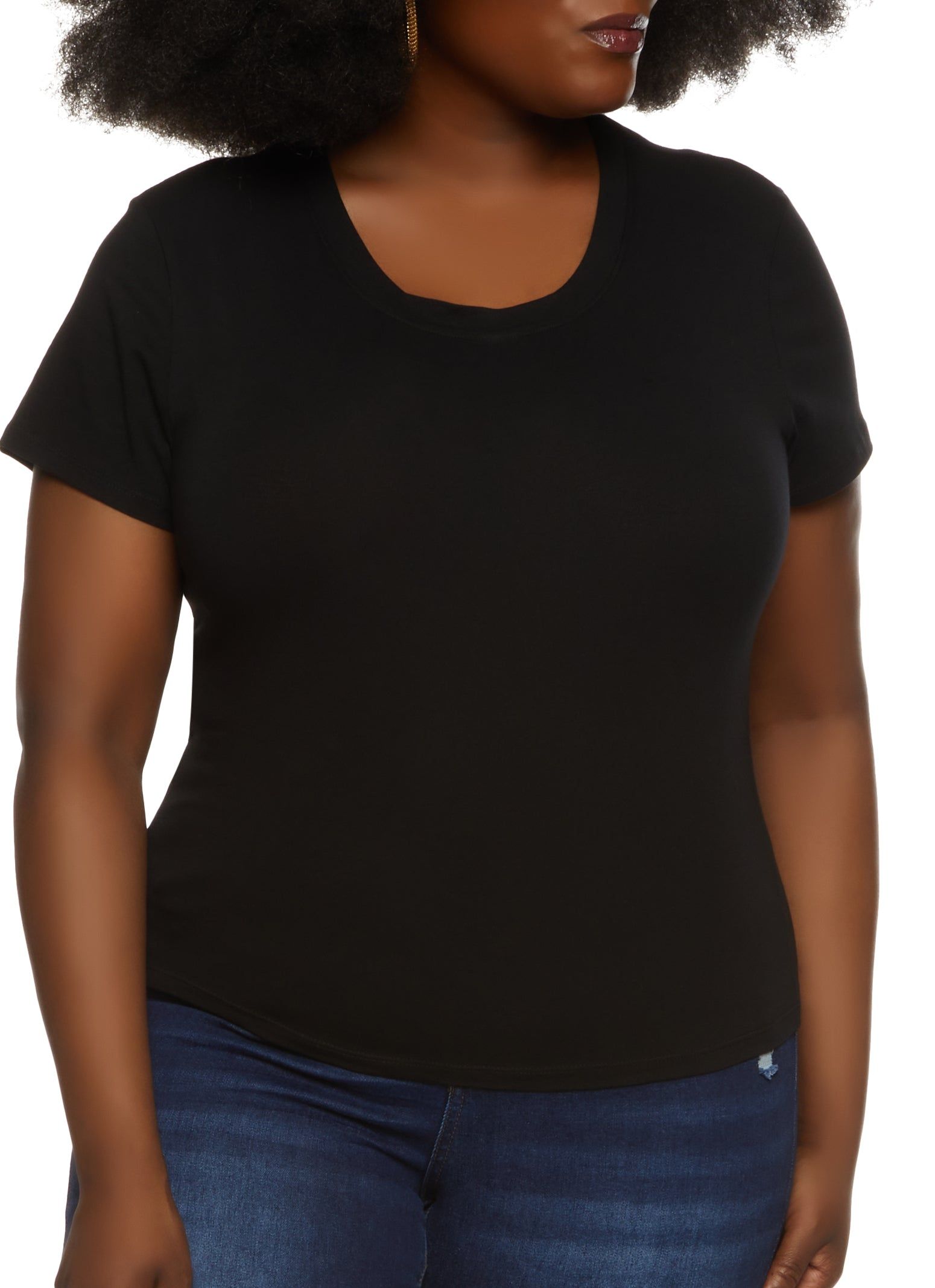 Plus Size Basic Crew Neck T Shirt sold by Rainbow