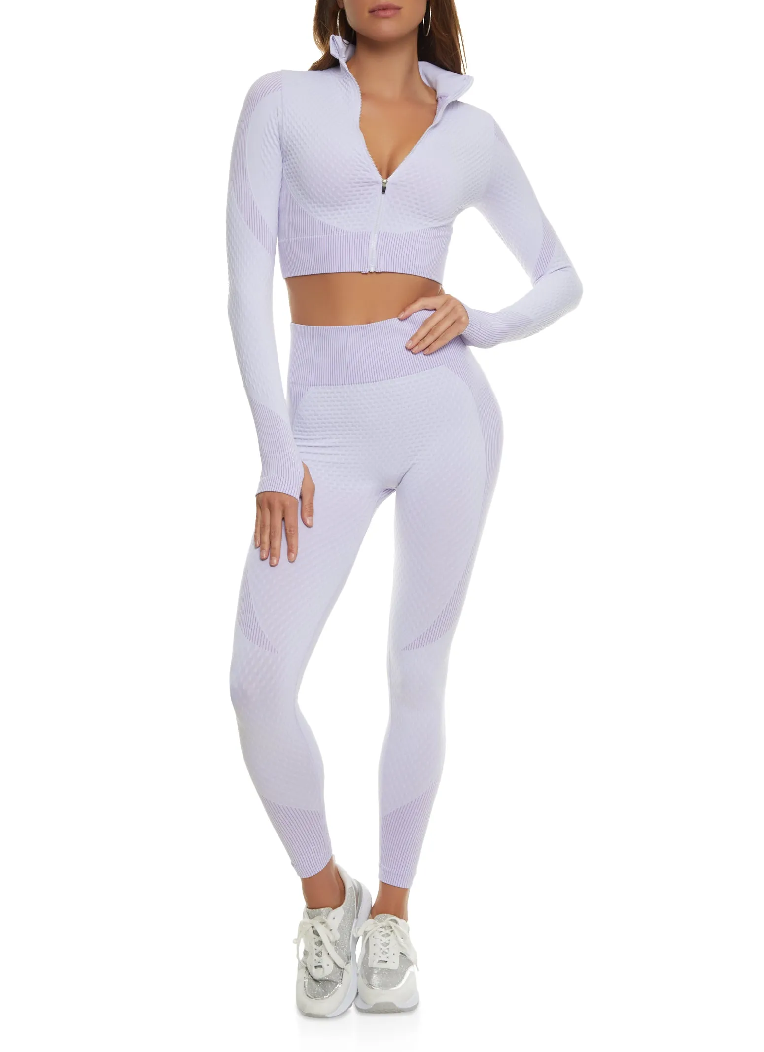 Daisy Seamless Textured Knit Zip Front Track Jacket sold by Rainbow product image thumbnail 2