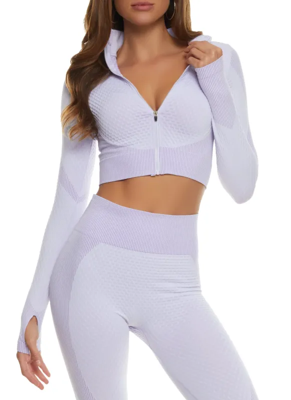 Daisy Seamless Textured Knit Zip Front Track Jacket sold by Rainbow
