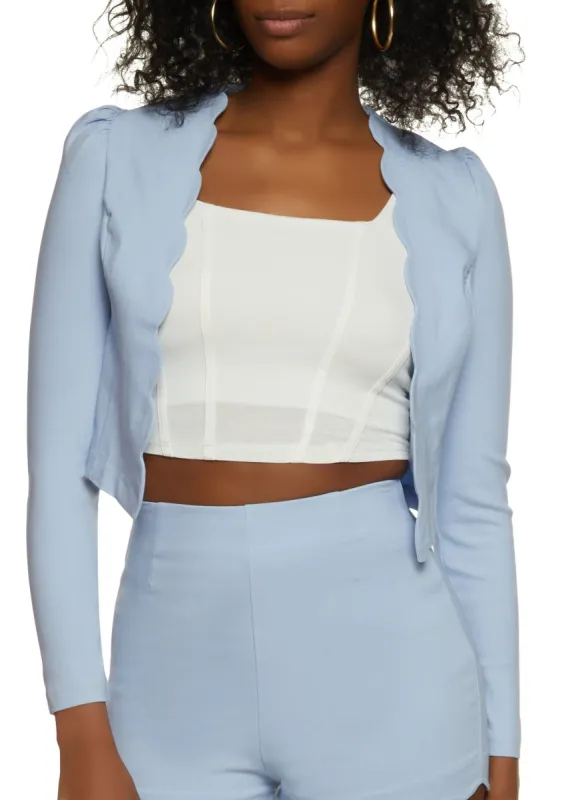 Scalloped Trim Cropped Blazer sold by Rainbow