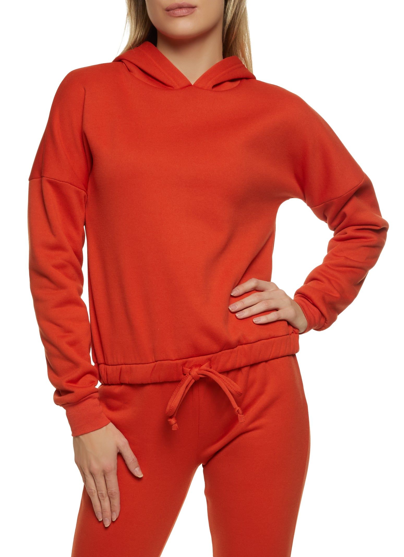 Fleece Faux Drawstring Pullover Hoodie sold by Rainbow