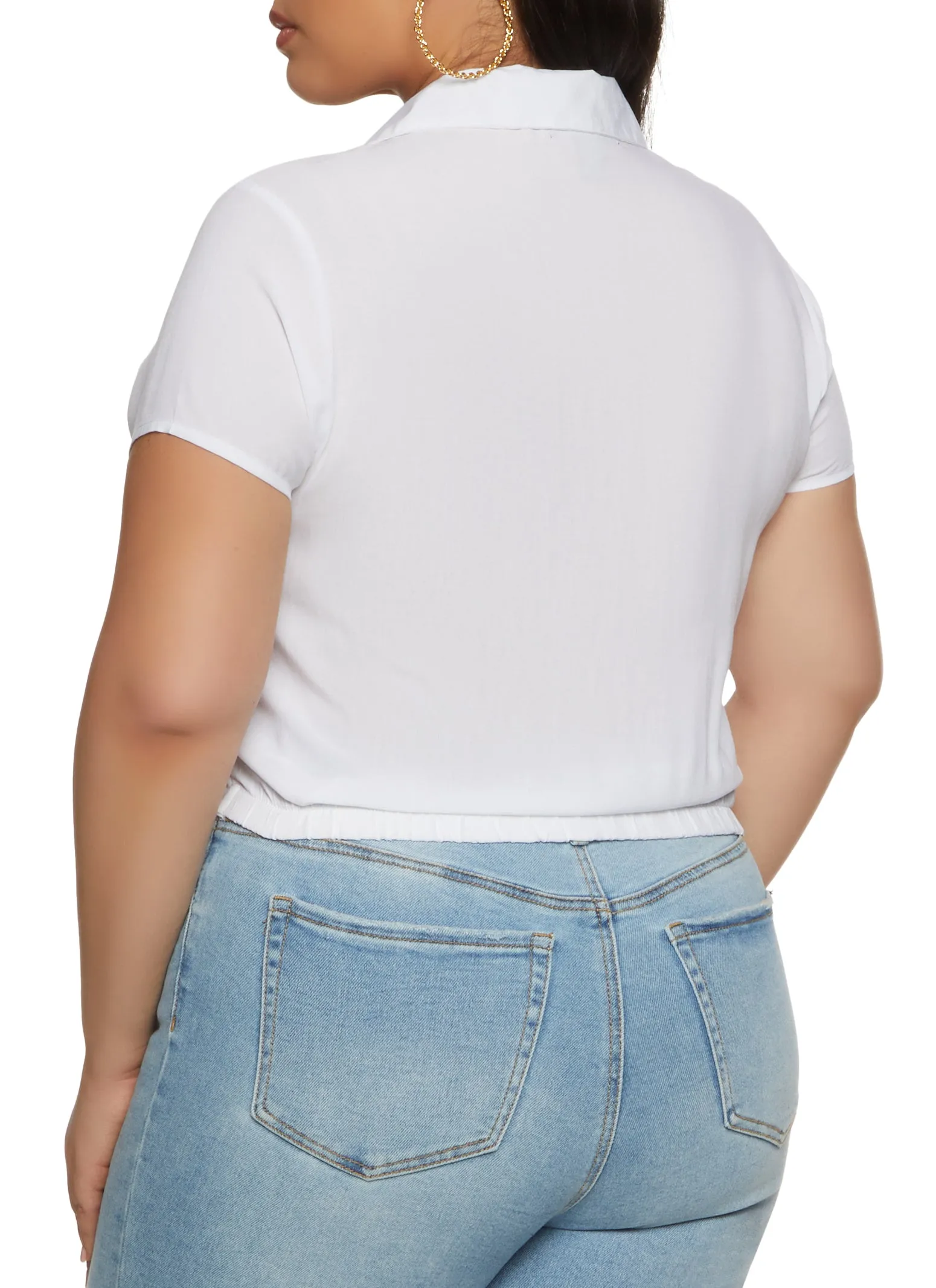 Plus Size Collared Faux Wrap Top sold by Rainbow product image thumbnail 2