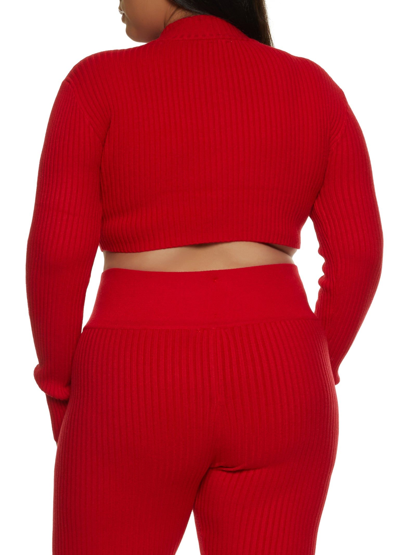 Plus Size Ribbed Zip Neck Crop Top sold by Rainbow product image thumbnail 3
