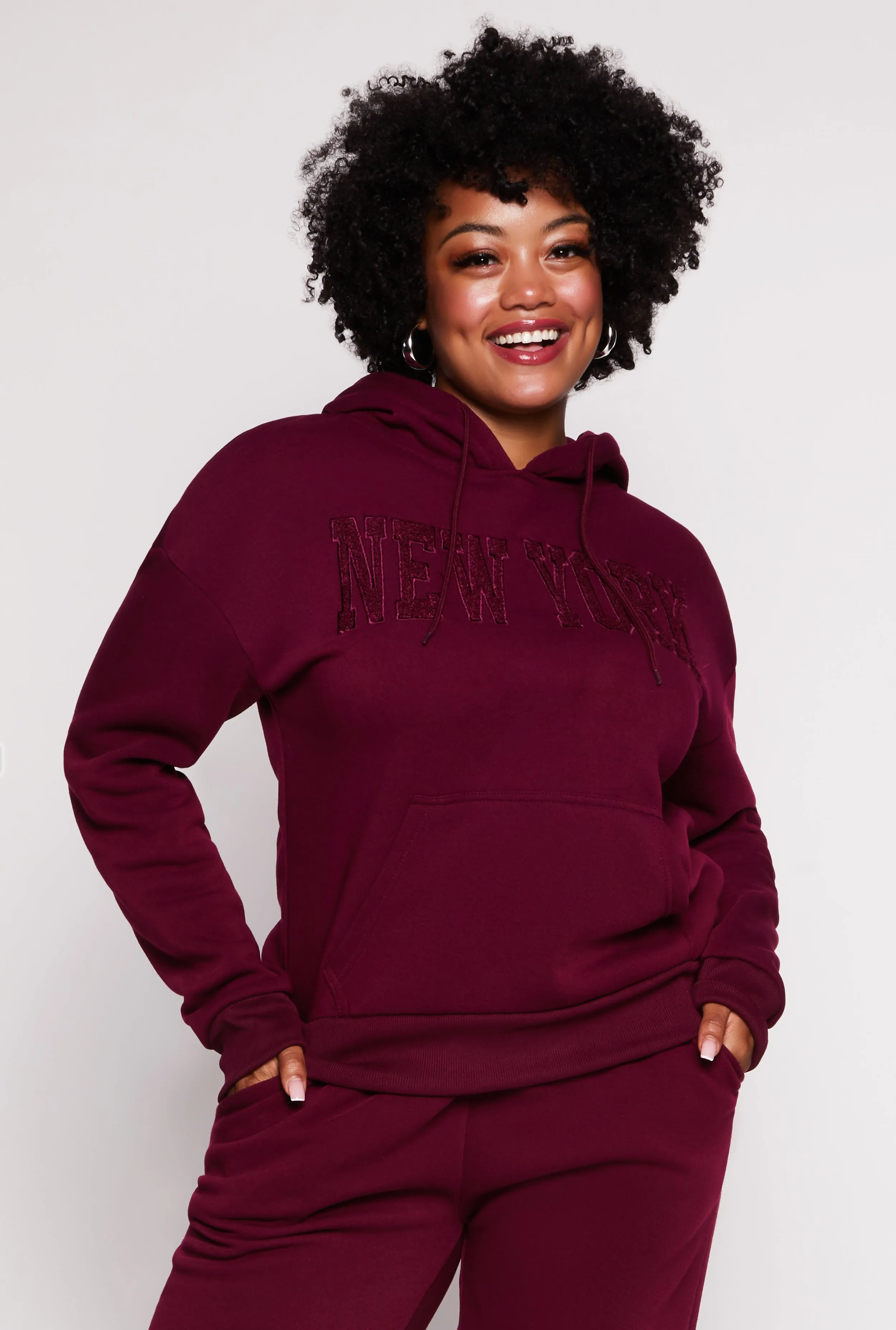 Plus Size New York Chenille Graphic Pullover Hoodie sold by Rainbow
