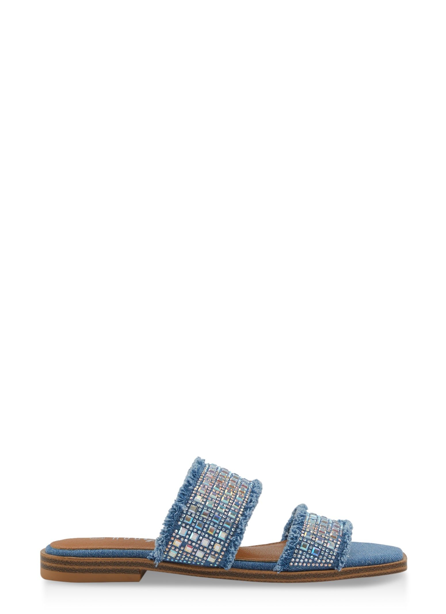 Denim Rhinestone Double Strap Slide Sandals sold by Rainbow product image thumbnail 2