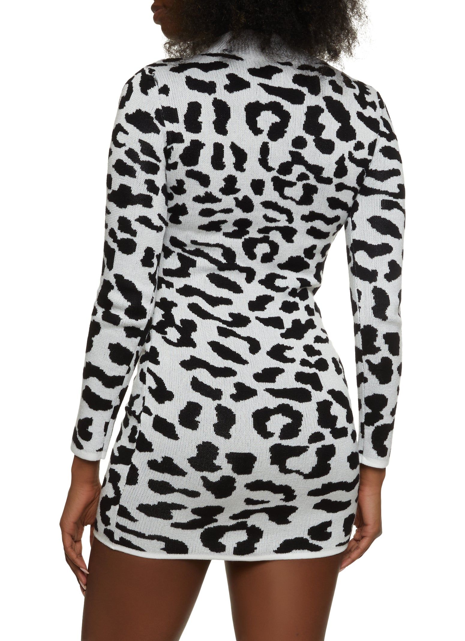 Mock Neck Animal Print Keyhole Sweater Dress sold by Rainbow product image thumbnail 3