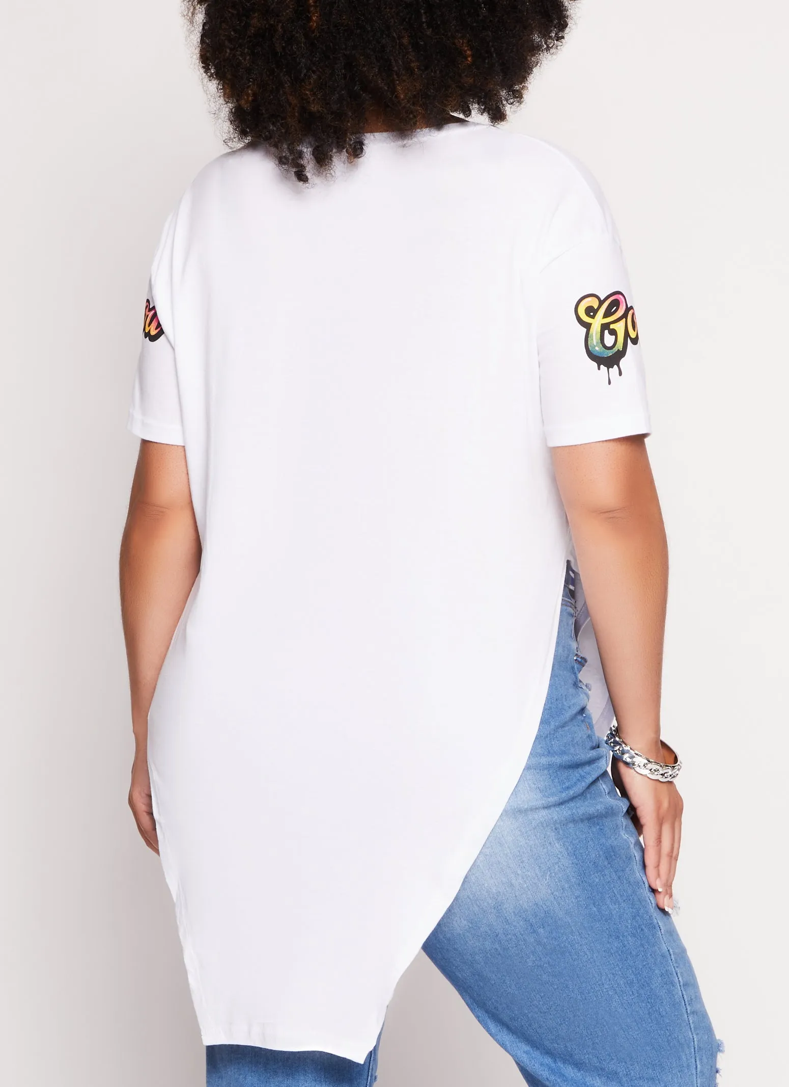 Plus Size God Above All Hanky Hem Graphic Tee sold by Rainbow product image thumbnail 3