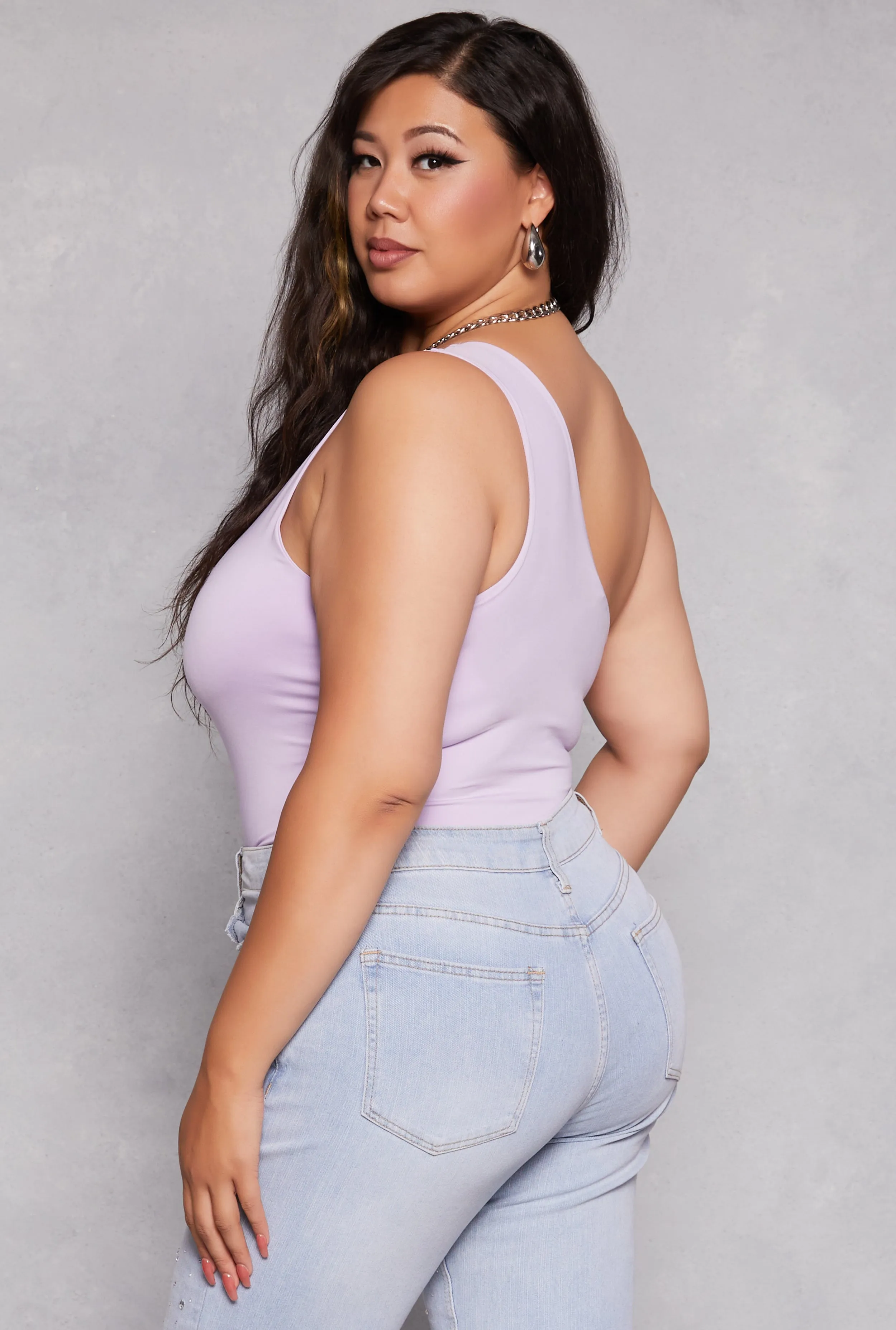 Plus Size Daisy Double Lined One Shoulder Bodysuit sold by Rainbow product image thumbnail 3