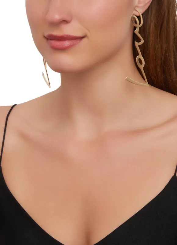 Metallic Love Drop Earrings sold by Rainbow
