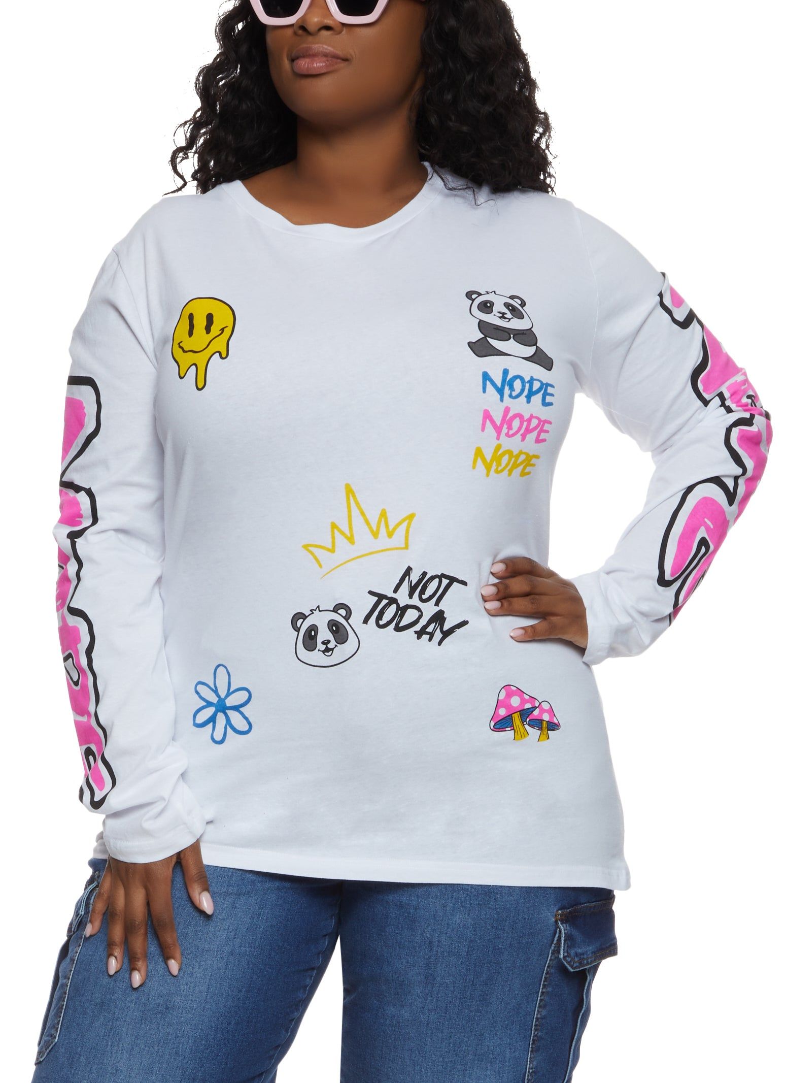 Plus Size Nope Not Today Graphic Tee sold by Rainbow