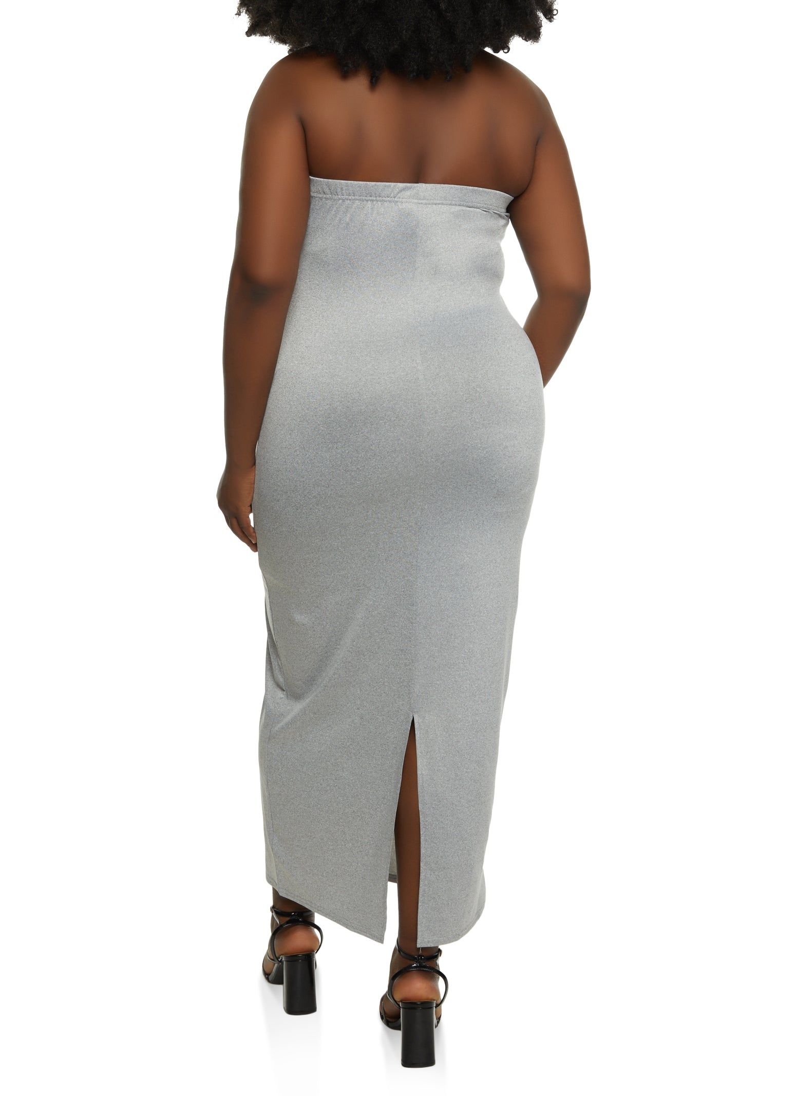 Plus Size Solid Back Slit Maxi Tube Dress sold by Rainbow product image thumbnail 3