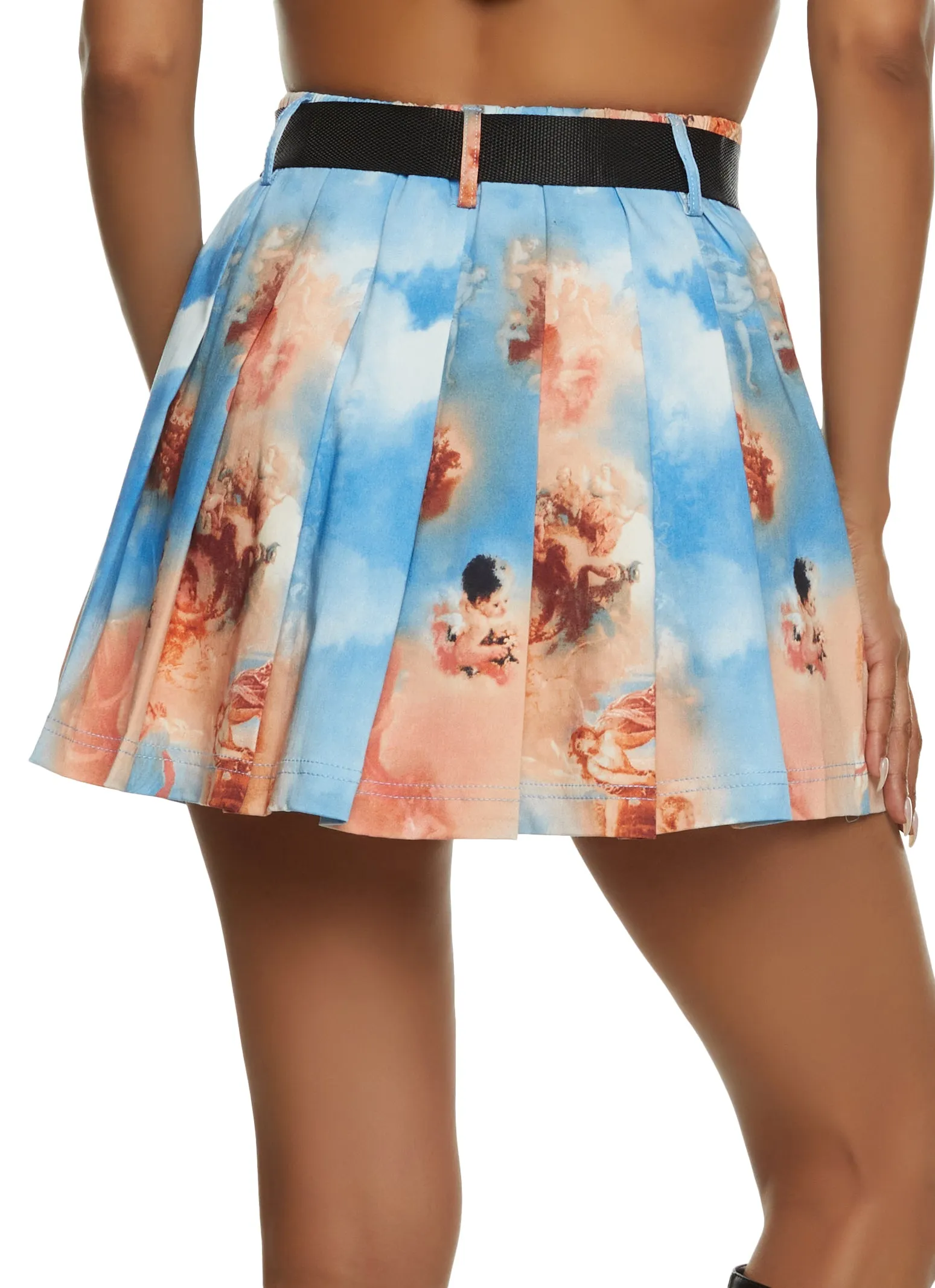 Release Buckle Belt Patterned Pleated Skirt sold by Rainbow product image thumbnail 3