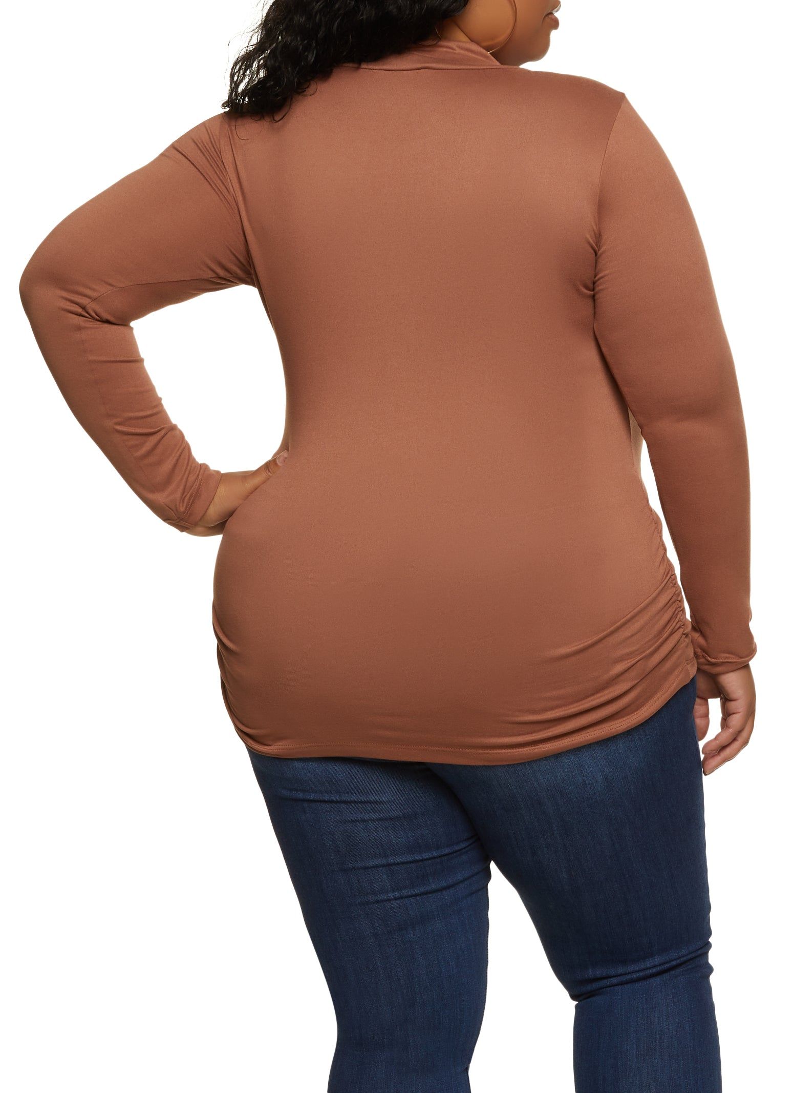 Plus Size Basic Mock Neck Ruched Side Top sold by Rainbow product image thumbnail 2