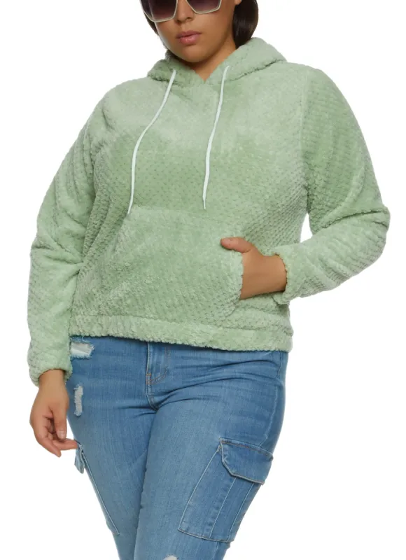 Plus Size Faux Fur Pullover Hoodie sold by Rainbow