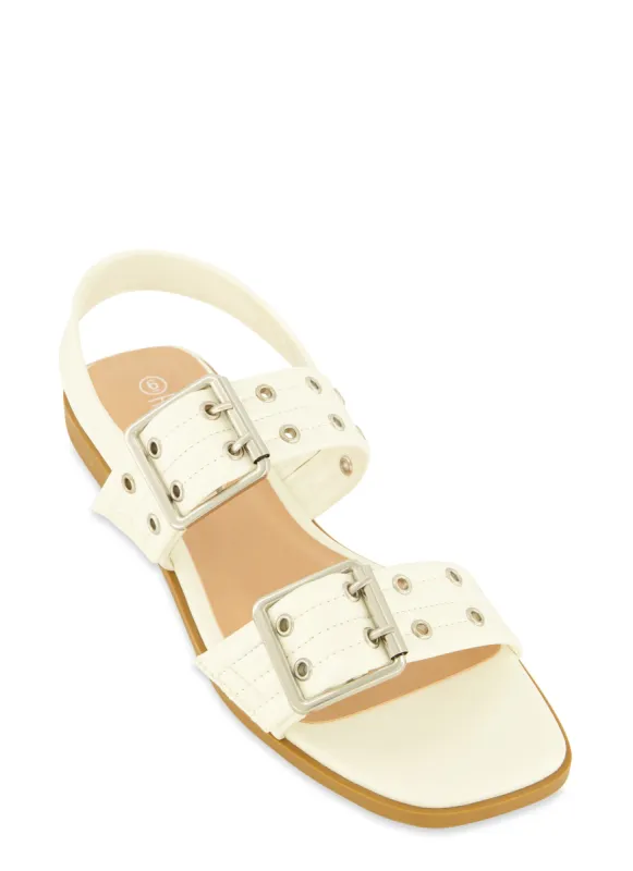 Double Buckle Band Ankle Strap Sandals sold by Rainbow