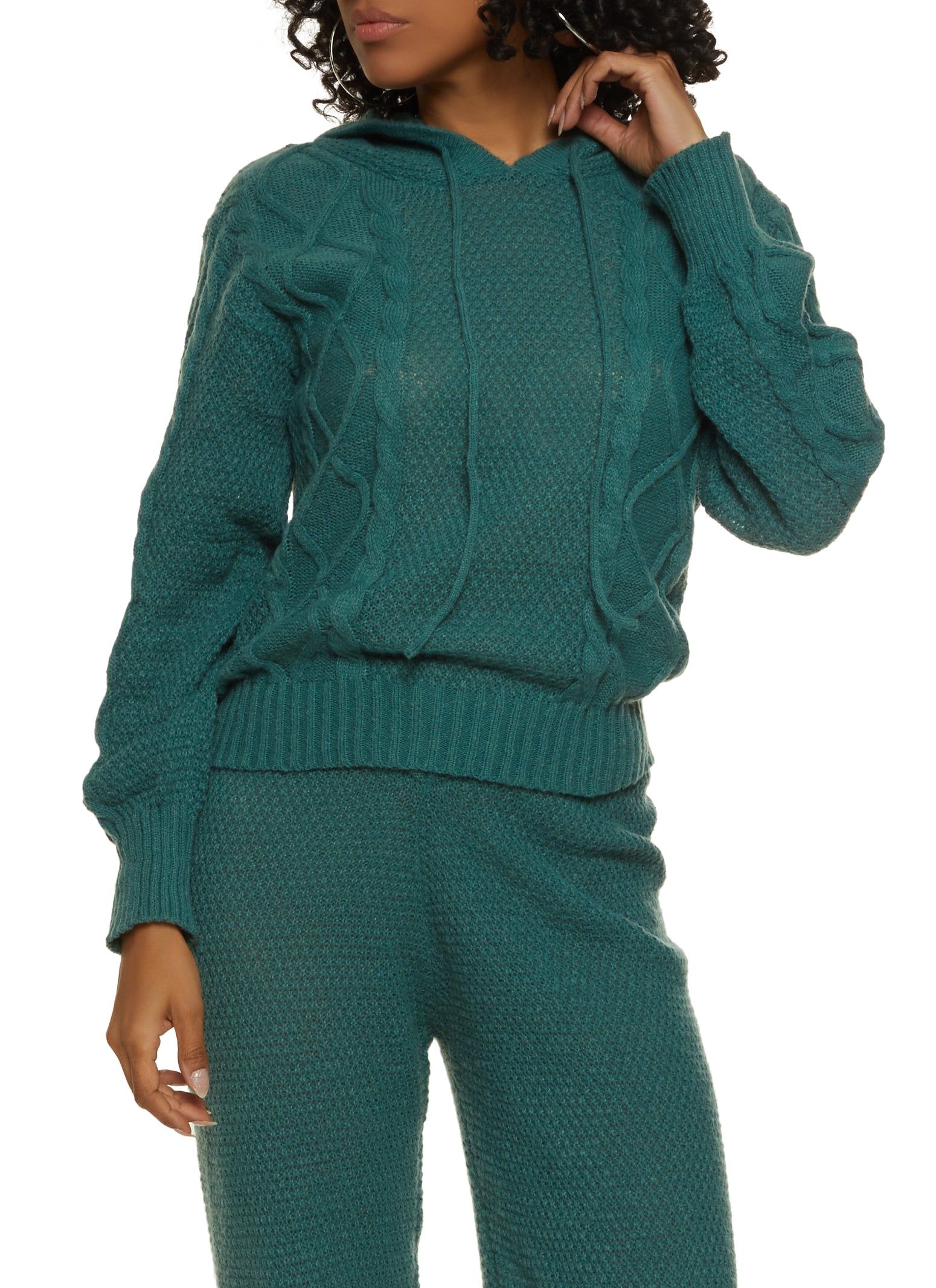 Cable Knit Pullover Hoodie sold by Rainbow