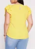 Plus Size Flutter Sleeve Blouse with Necklace sold by Rainbow