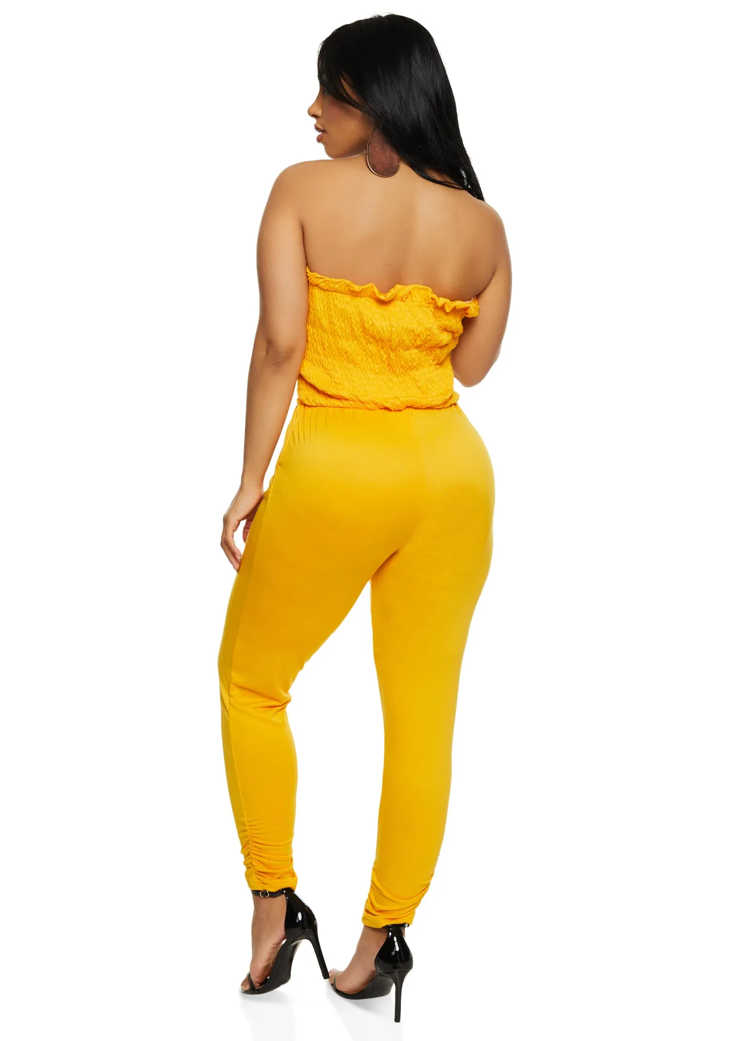 Smocked Faux Button Strapless Tube Jumpsuit sold by Rainbow product image thumbnail 3