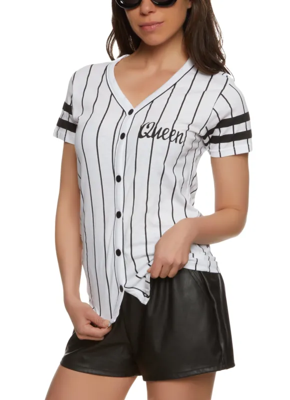 Striped Queen 10 Graphic Baseball Shirt sold by Rainbow
