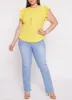 Plus Size Flutter Sleeve Blouse with Necklace sold by Rainbow