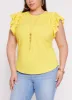 Plus Size Flutter Sleeve Blouse with Necklace sold by Rainbow