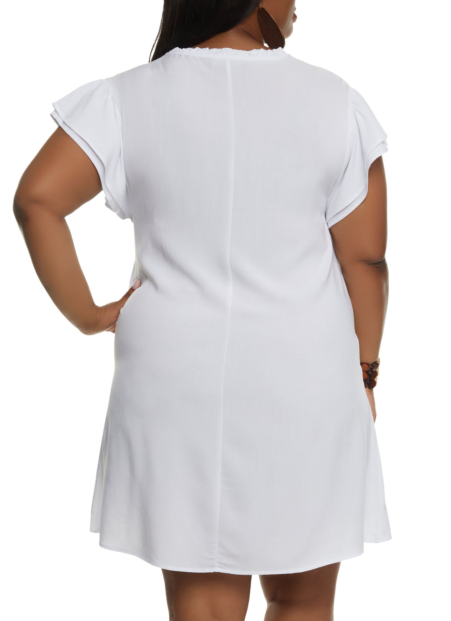 Plus Size Smocked Tie Neck Shift Dress sold by Rainbow product image thumbnail 3