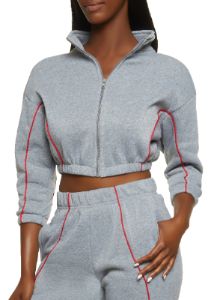 Fleece Zip Front Cropped Jacket sold by Rainbow
