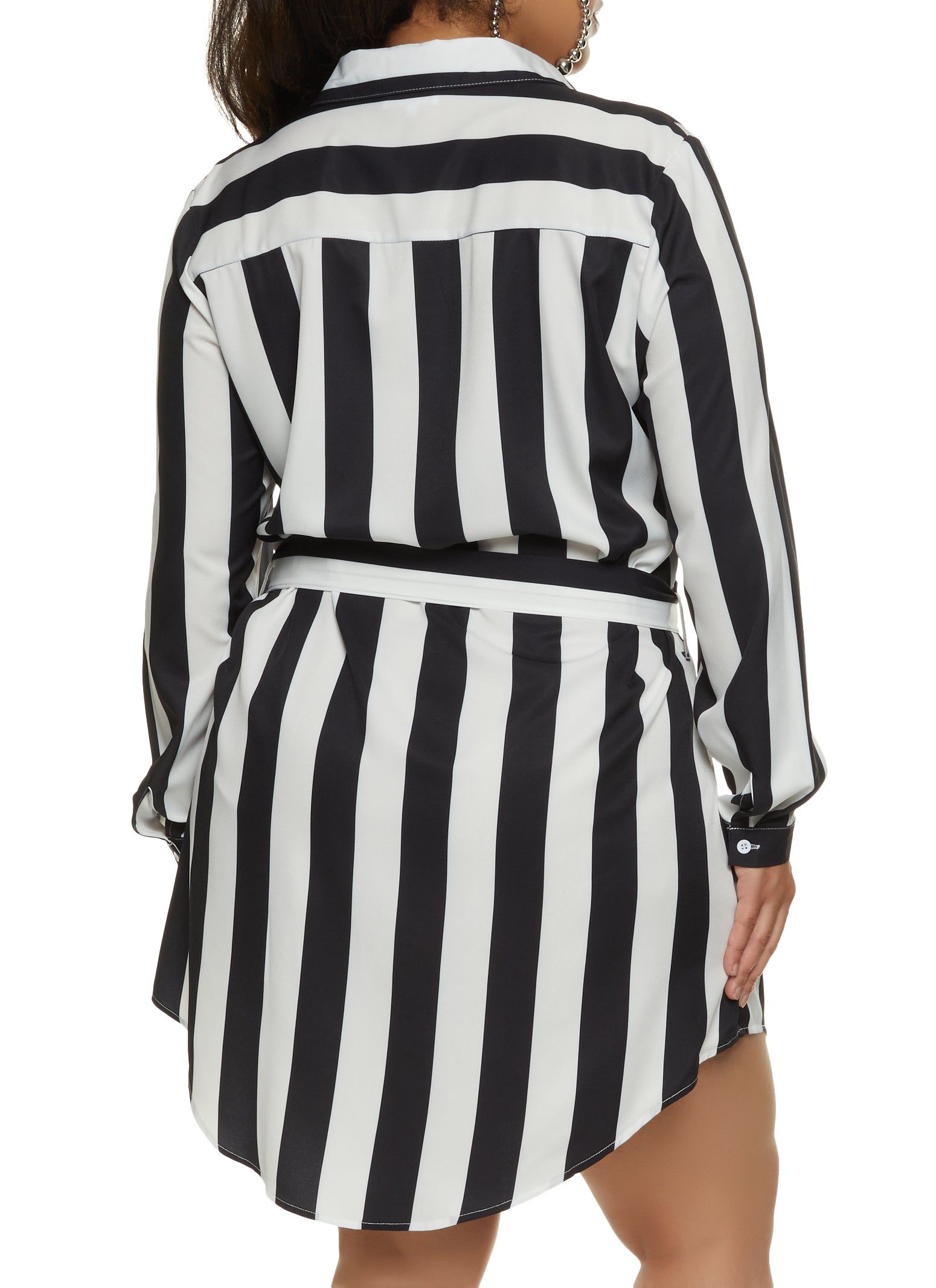 Plus Size Patterned Tie Waist Belted Shirt Dress sold by Rainbow product image thumbnail 3